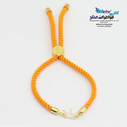 دستبند طلا و بافت - طرح تاج-MB1410